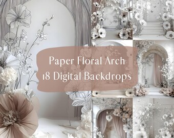 Digitala bakgrunder med vita blommor, kompositbilder för gravid- och porträttfoton, digital bakgrund för studiofotografering, Photoshop-överlägg