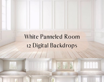 White Pannel Room Digital Backdrops, Maternity Wedding Portrait Digital Overlays, Studio Photography Digital Background, Photoshop Overlays