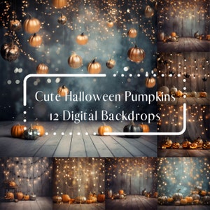 Cute Halloween Digital Backdrops, Kids Composite Digital Background,Pumpkin Photoshop overlays, Studio Photography Digital Background Autumn