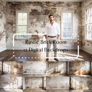 Rustikale Backstein Zimmer digitale Kulissen, Mutterschaft Hochzeit Portrait digitale Overlays, Studio Fotografie digitaler Hintergrund, Photoshop Overlays