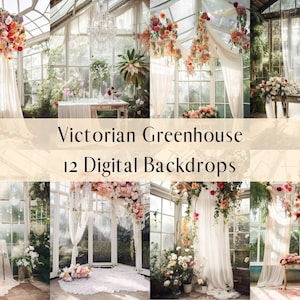 12 viktorianische Gewächshaus Blumen Digitale Kulissen, Mutterschaft Digitale Overlays, Photoshop Overlay, Hochzeitsfotografie Digitaler Hintergrund