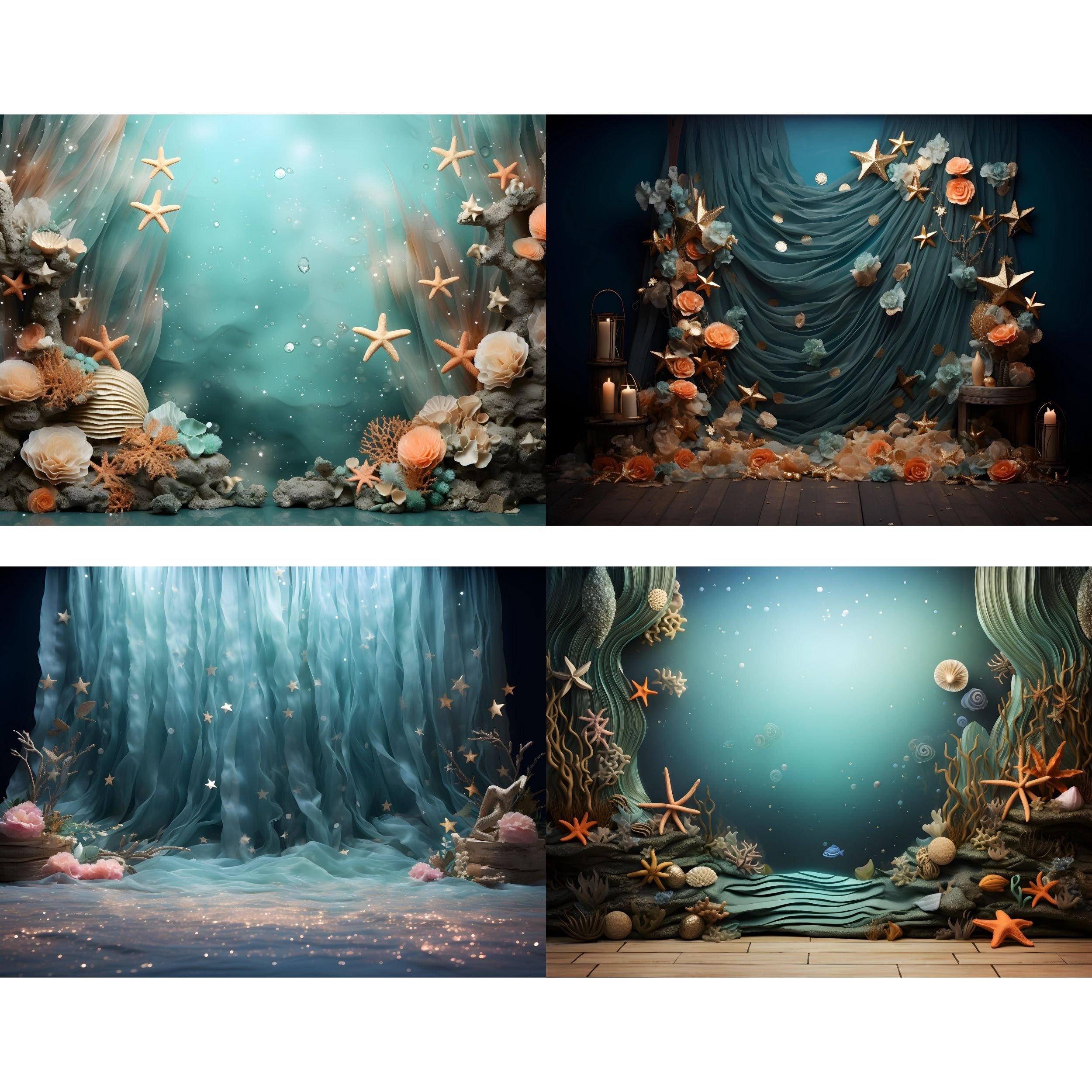 Ocean Sea Star Digital Backdrops, Child Photography Studio Backdrops ...