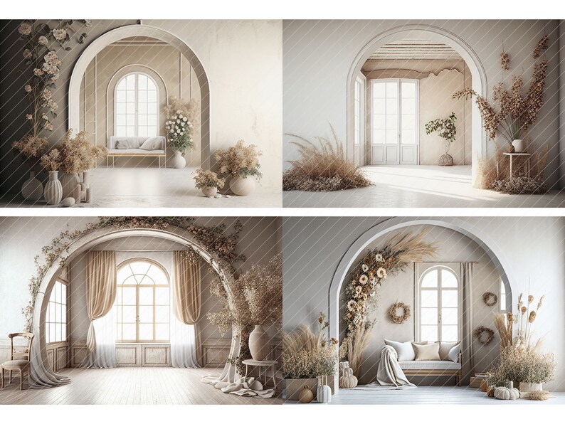 12 Neutral Boho Room Digital Backdrops Maternity Digital - Etsy