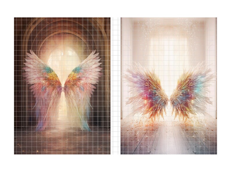 Pastel Rainbow Angel Wings Digital Backdrops, Maternity Backdrop ...
