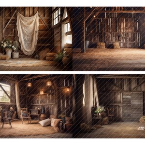 12 Rustic Barn Room Digital Backdrops, Maternity Family Portrait ...