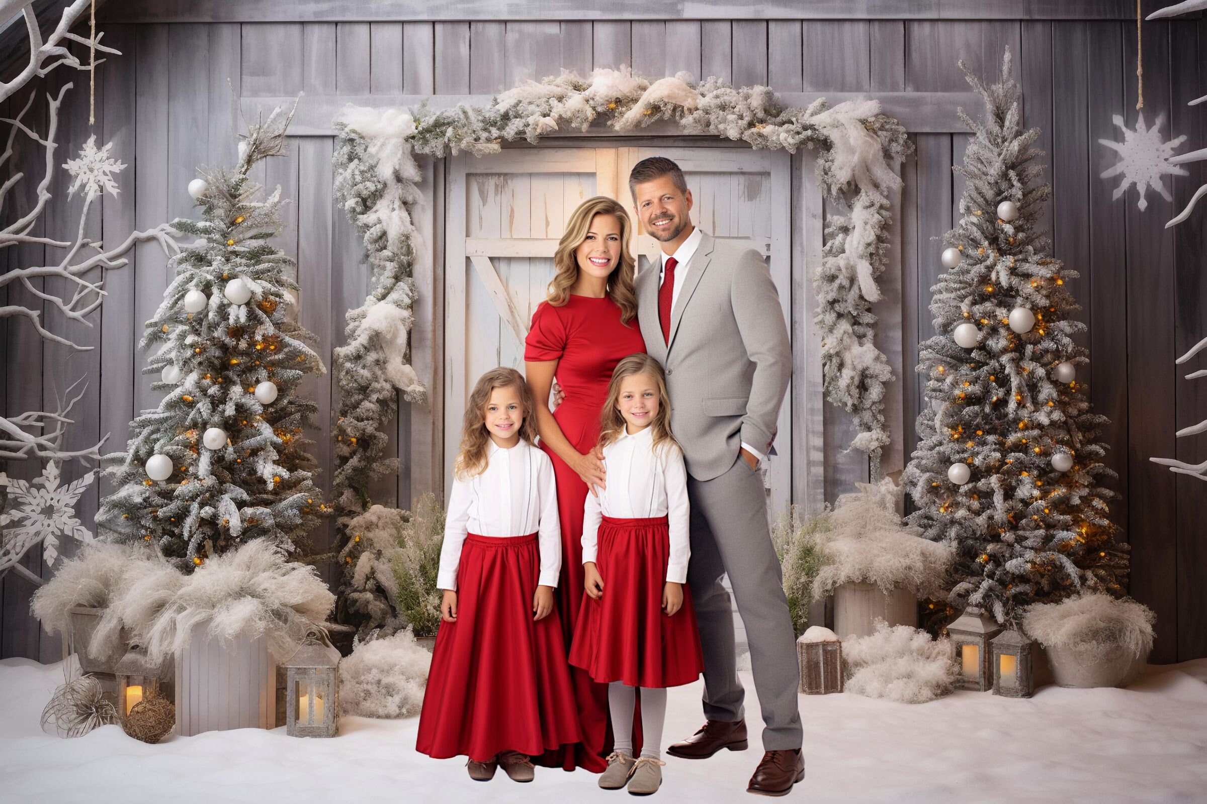 Christmas Barn Doors Digital Backdrops, Studio Backdrops Holiday Winter ...