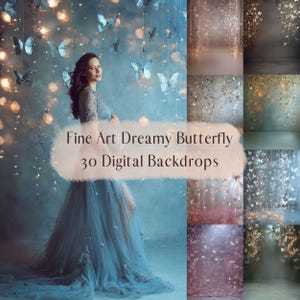 Fine Art Dreamy Butterfly Digital Backdrops, Maternity & Portrait Photo Composite, Studio Photography Digital Background, Photoshop Overlays