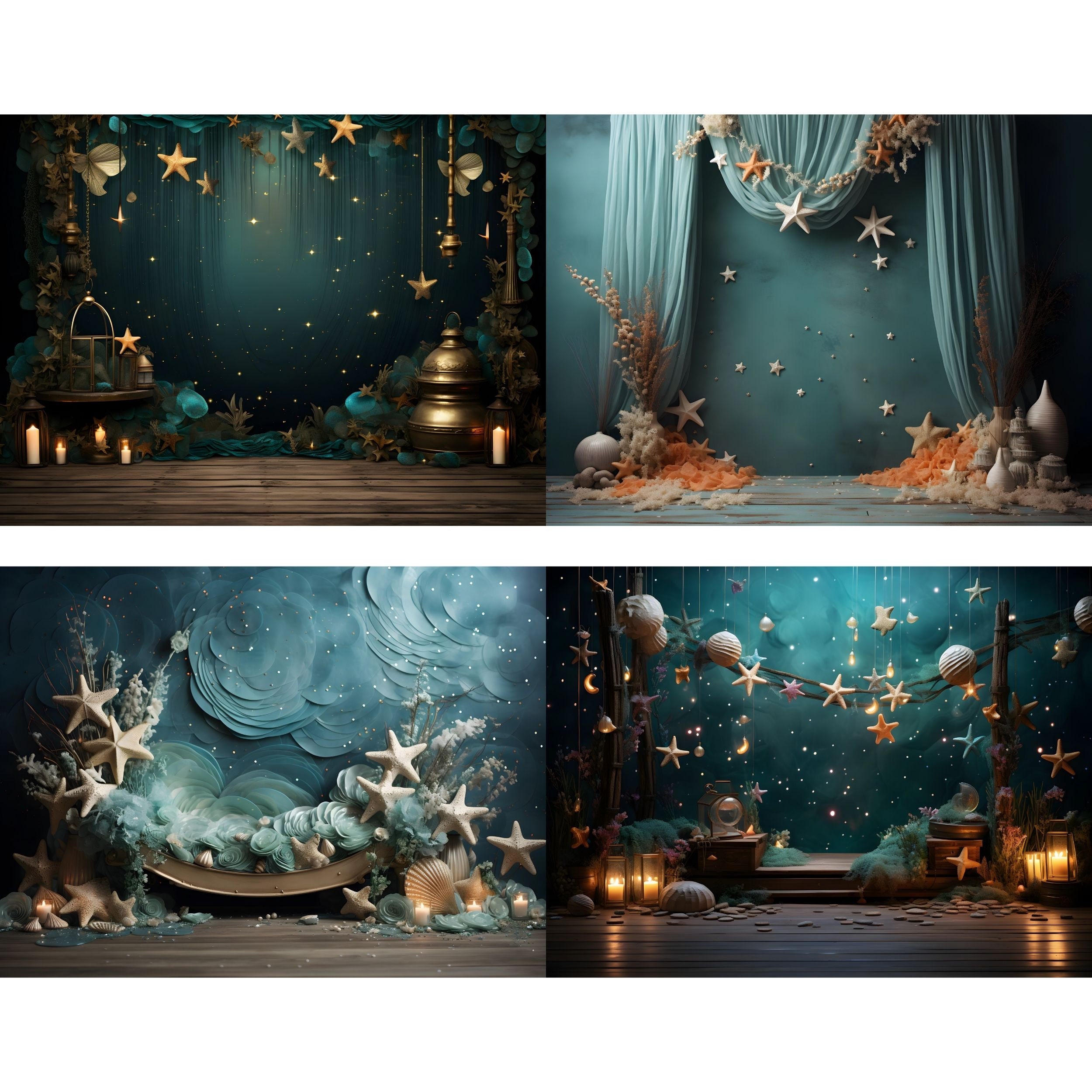 Ocean Sea Star Digital Backdrops, Child Photography Studio Backdrops ...