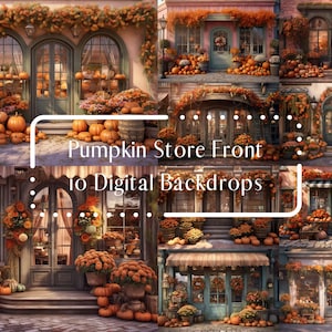 Pumpkin Store Front Digital Backdrops, Composite Digital Background, Studio Backdrop Autumn, Fall Photo Props,Photography Digital Background