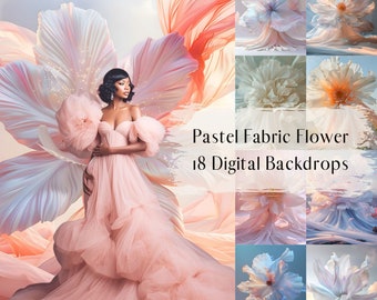 Digitala bakgrunder med pastellfärgade tygblommor, gravidbakgrund, digital bakgrund för porträttfotografering i studio, Photoshop-överlägg, fotoredigering