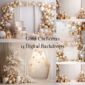 Gold Christmas Digital Backdrops Composite Photography Holiday, Photoshop overlays, Kids Cake Smash Family Maternity Digital Background