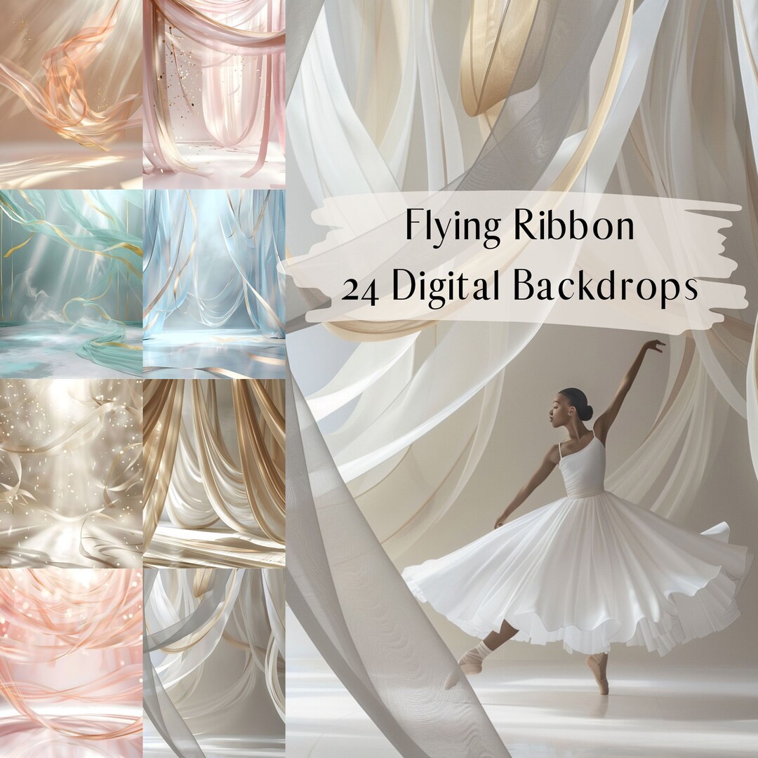 Flying Ribbon Digital Backdrops, Flowy Fabric, Maternity Background ...