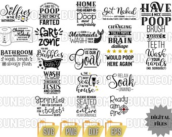 Paquete SVG de baño, cita sobre el baño, baño SVG, baile del orinal SVG, granja SVG, letrero de baño SVG, baño divertido SVG, archivos digitales