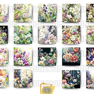 Pastel Spring Flowers Background Pattern, Seamless Spring Floral Background, Watercolor Pastel Flowers Seamless Pattern, Spring Pastel