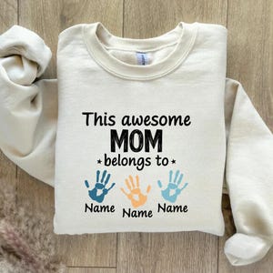 This Awesome Mom Belongs To SVG, Handprint Mom Shirt Design, Mother's Day PNG, Customizable Mom Sublimation, Mom Gift Idea, Digital Download