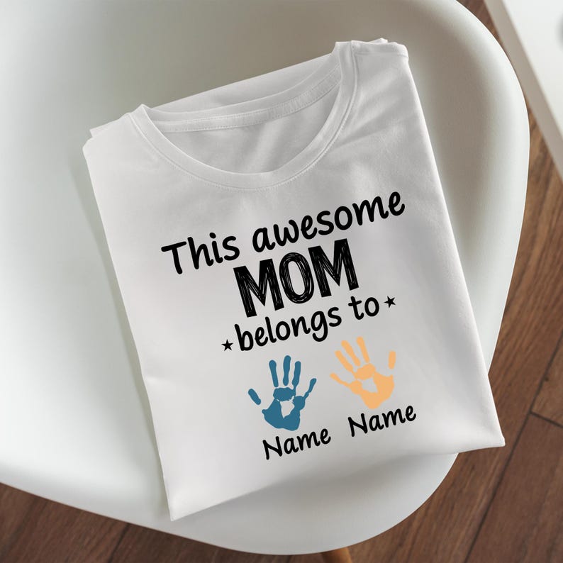 This Awesome Mom Belongs To SVG, Handprint Mom Shirt Design, Mother's Day PNG, Customizable Mom Sublimation, Mom Gift Idea, Digital Download