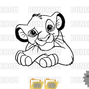 Puede incluir: Ilustración en blanco y negro de un cachorro de león de dibujos animados con una expresión triste. El cachorro está sentado con las patas cruzadas y mirando al espectador.