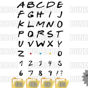 Friendship Font SVG, Font Svg Png, Alphabet Letter, Number, Dots, Friends Font for Cricut, Clipart, Cricut vector Cut file, Digital Files