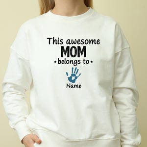 This Awesome Mom Belongs To SVG, Handprint Mom Shirt Design, Mother's Day PNG, Customizable Mom Sublimation, Mom Gift Idea, Digital Download