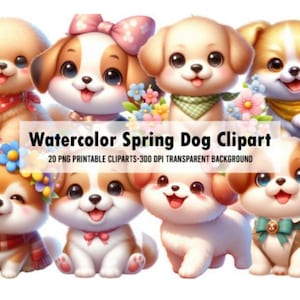 Dog Clipart - Muddy Paws Collection | Hand-Painted Watercolor Dogs, Accessories & Patterns | Instant Download