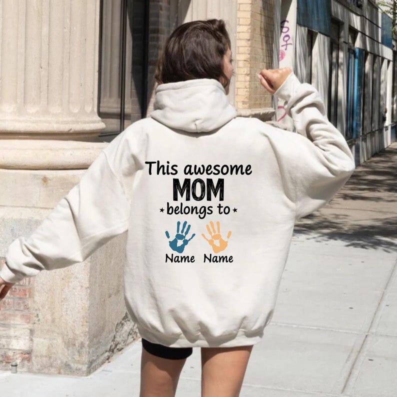 This Awesome Mom Belongs To SVG, Handprint Mom Shirt Design, Mother's Day PNG, Customizable Mom Sublimation, Mom Gift Idea, Digital Download