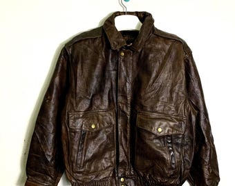Vintage Type A-2 Flyers Leather Jacket Large 1990s A-2 Houston Us