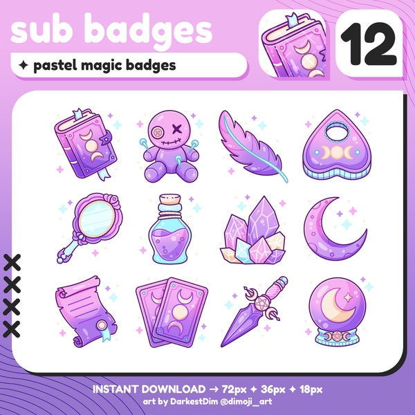 Pastel Magic Witch Badges | Twitch/YouTube/Discord | Bit Badges | Sub Badges | Subscriber Badges | Stream Badges