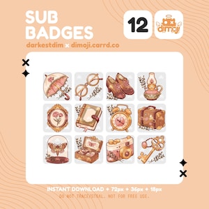 Academia Twitch Sub Badges | Cosy Stream Subscriber Icons (PNG Download)