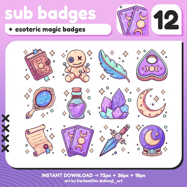 Esoteric Magic Witch Badges | Twitch/YouTube/Discord | Bit Badges | Sub Badges | Subscriber Badges | Stream Badges