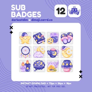 Bedtime Cosy Dreams Twitch Sub Badges | Cozy Stream Subscriber Badges (PNG Download)