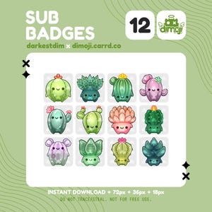 Cacti/Plant Twitch Sub Badges | Cosy Stream Subscriber Badges (PNG Download)