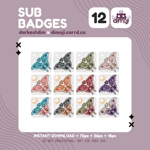 Moth Twitch Sub Badges | Cozy Gaming Stream Subscriber Badges (PNG Download)