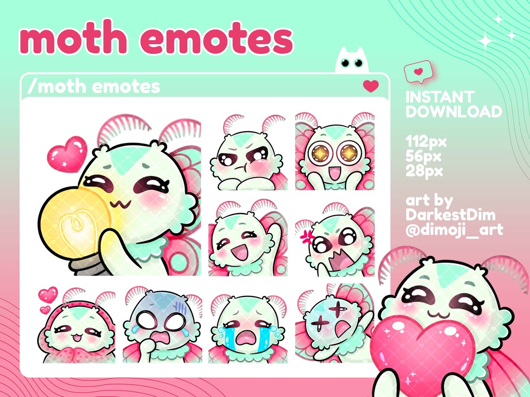 P2U Cute Moth Emotes X10 Emotes Pack - Etsy Ireland