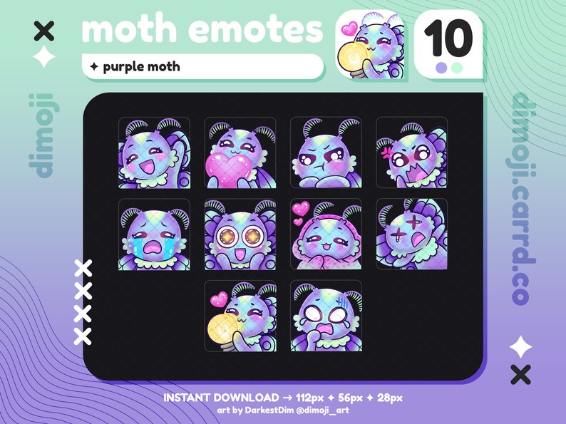 Moth Emotes P2U Cute Moth Emotes X10 Emotes Pack Twitch/discord/youtube/streaming ...