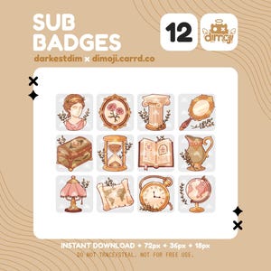 Academia Twitch Sub Badges | Cosy Stream Subscriber Icons (PNG Download)