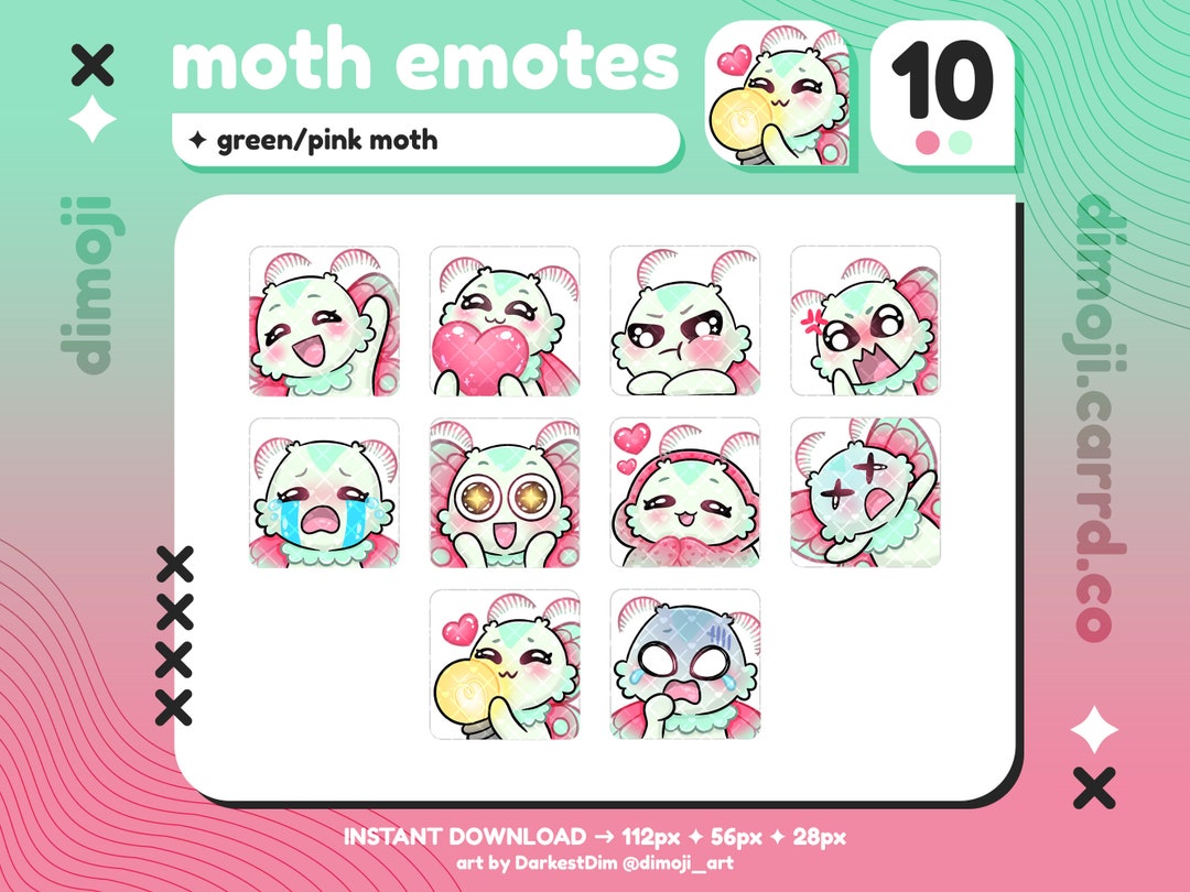 Moth Emotes P2U Cute Moth Emotes X10 | Emotes Pack | Twitch/discord/youtube ...