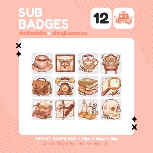 Academia Twitch Sub Badges | Cosy Stream Subscriber Icons (PNG Download)