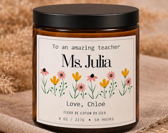 Thank You Teacher Candle, Personalized Teacher Gift, End of Year Teacher Gift, Teacher Appreciation Soy Candle, Custom Educator Gift