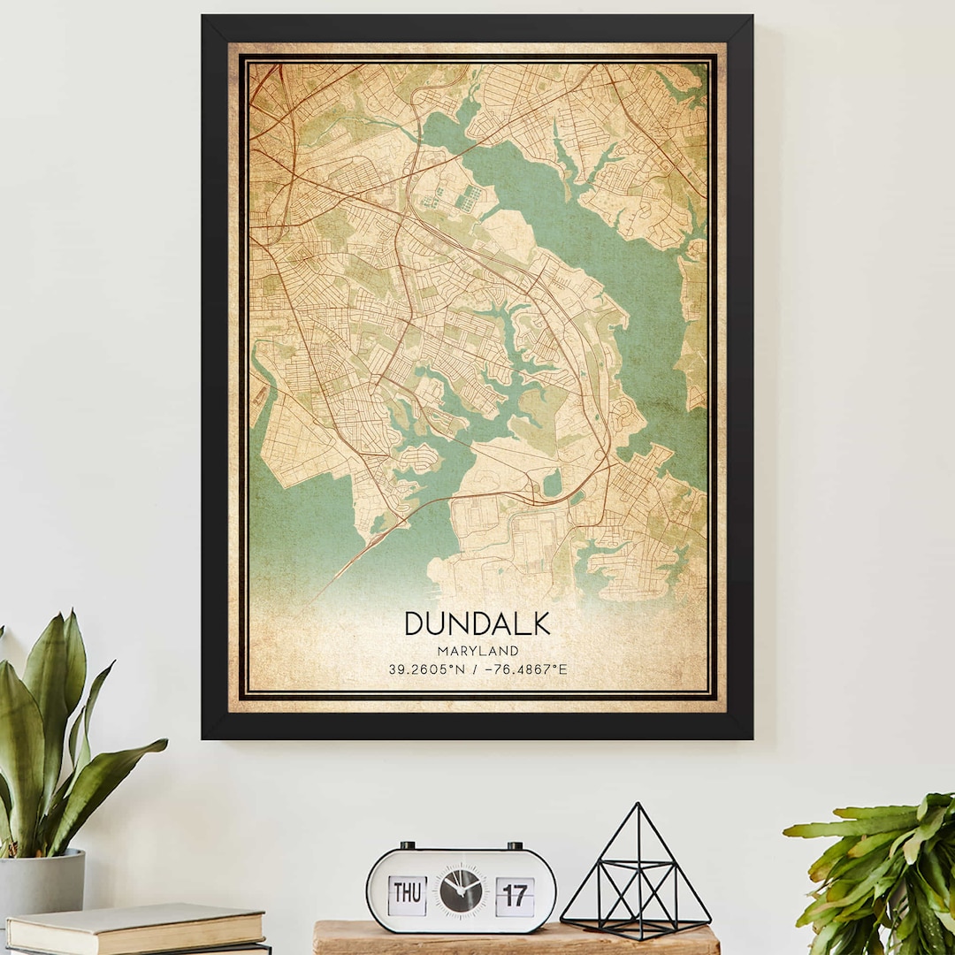 Vintage Dundalk Maryland Map Print Poster Custom Map Art Etsy