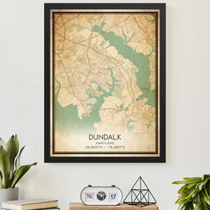Vintage Dundalk Maryland Map Print Poster Custom Map Art
