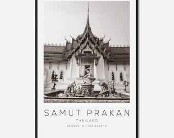 Samut Prakan Thailand Travel Photo Poster BW, Samut Prakan Travel Print, Minimalist Travel Poster Print