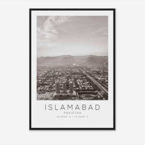 Islamabad Pakistan Travel Photo Poster BW, Islamabad Travel Print, Minimalist Travel Poster Print