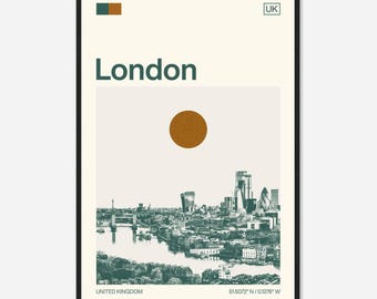 London United Kingdom Minimalist Monochrome Travel Photo Poster