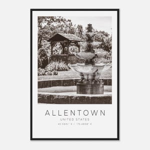 Allentown United States Travel Photo Poster BW, Allentown Travel Print, Minimalist Travel Poster Print