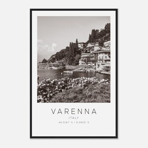 Varenna Italy Travel Photo Poster BW, Varenna Travel Print, Minimalist Travel Poster Print