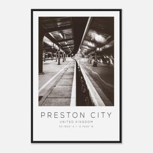 Preston City United Kingdom Travel Photo Poster BW, Preston City Travel Print, Minimalist Travel Poster Print