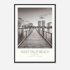 West Palm Beach Florida Photo Travel Poster, West Palm Beach Travel Print, Minimalist Travel Print DS2