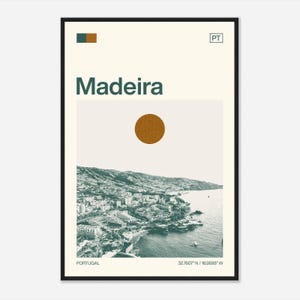Madeira Portugal Minimalist Monochrome Travel Photo Poster