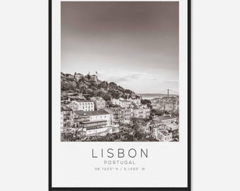 Lisbon Portugal Travel Photo Poster BW, Lisbon Travel Print, Minimalist Travel Poster Print