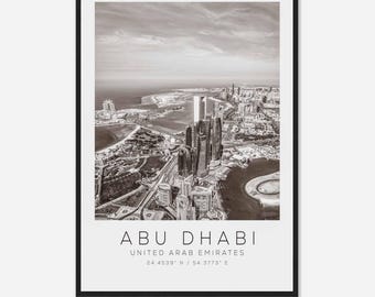 Abu Dhabi United Arab Emirates Travel Photo Poster BW, Abu Dhabi Travel Print, Minimalist Travel Poster Print